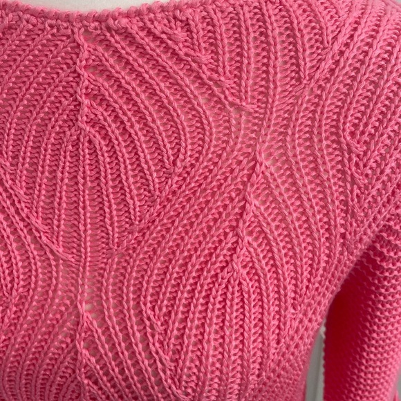 Marbel Pullover Sweater Pink Round Neckline 3/4 Sleeves Chunky Rib Knit Sz XS - Picture 5 of 12